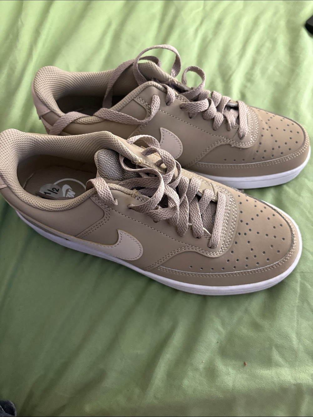 Nike Men’s Low-Top Sneakers in Taupe with White Swoosh